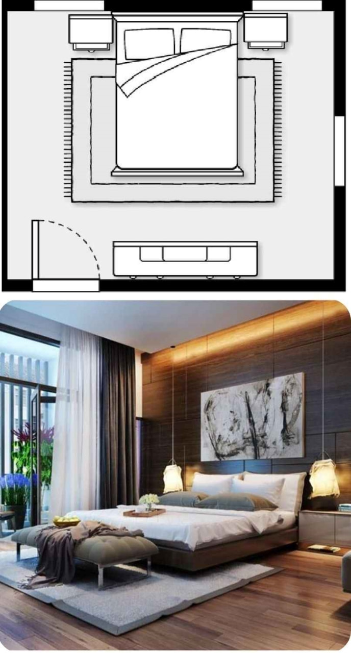 Giường ngủ không đặt đối diện cửa phòng ngủ