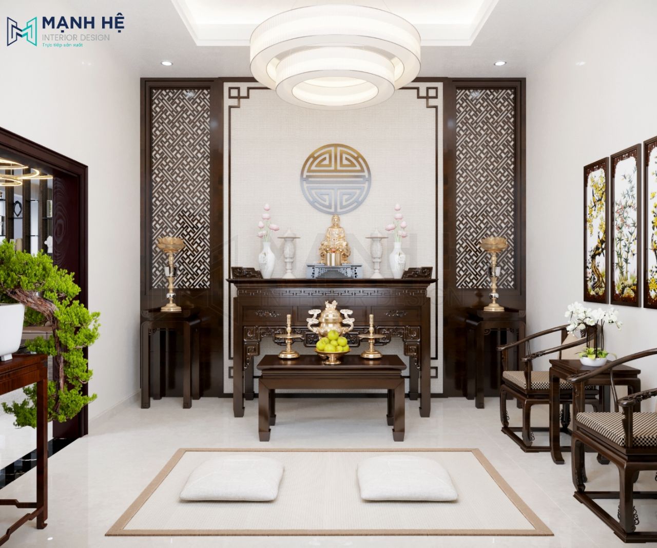Mẫu phòng thờ thiết kế nhà chung cư lớn và rộng rãi