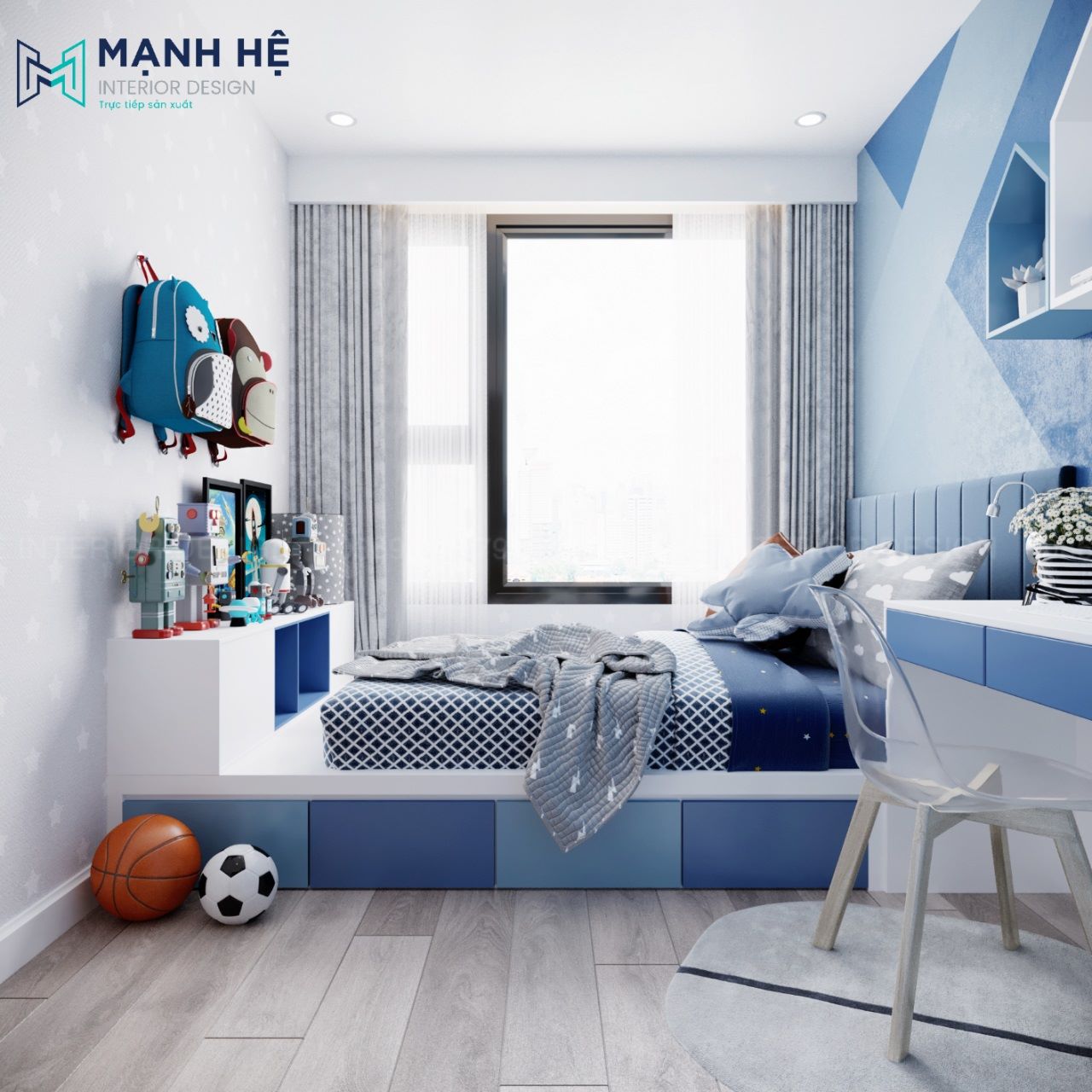 Giường ngủ dạng bục cho phòng ngủ bé