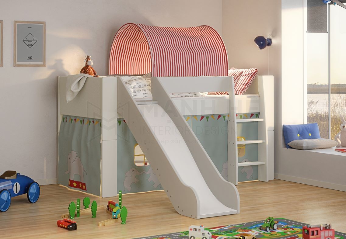 Giường tầng có cầu trượt cho bé nhỏ