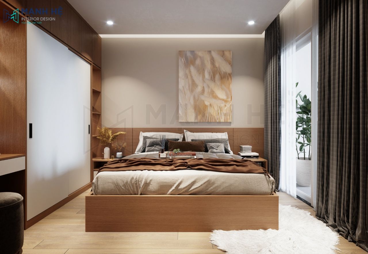 Phòng ngủ master chọn gam màu nâu chủ đạo