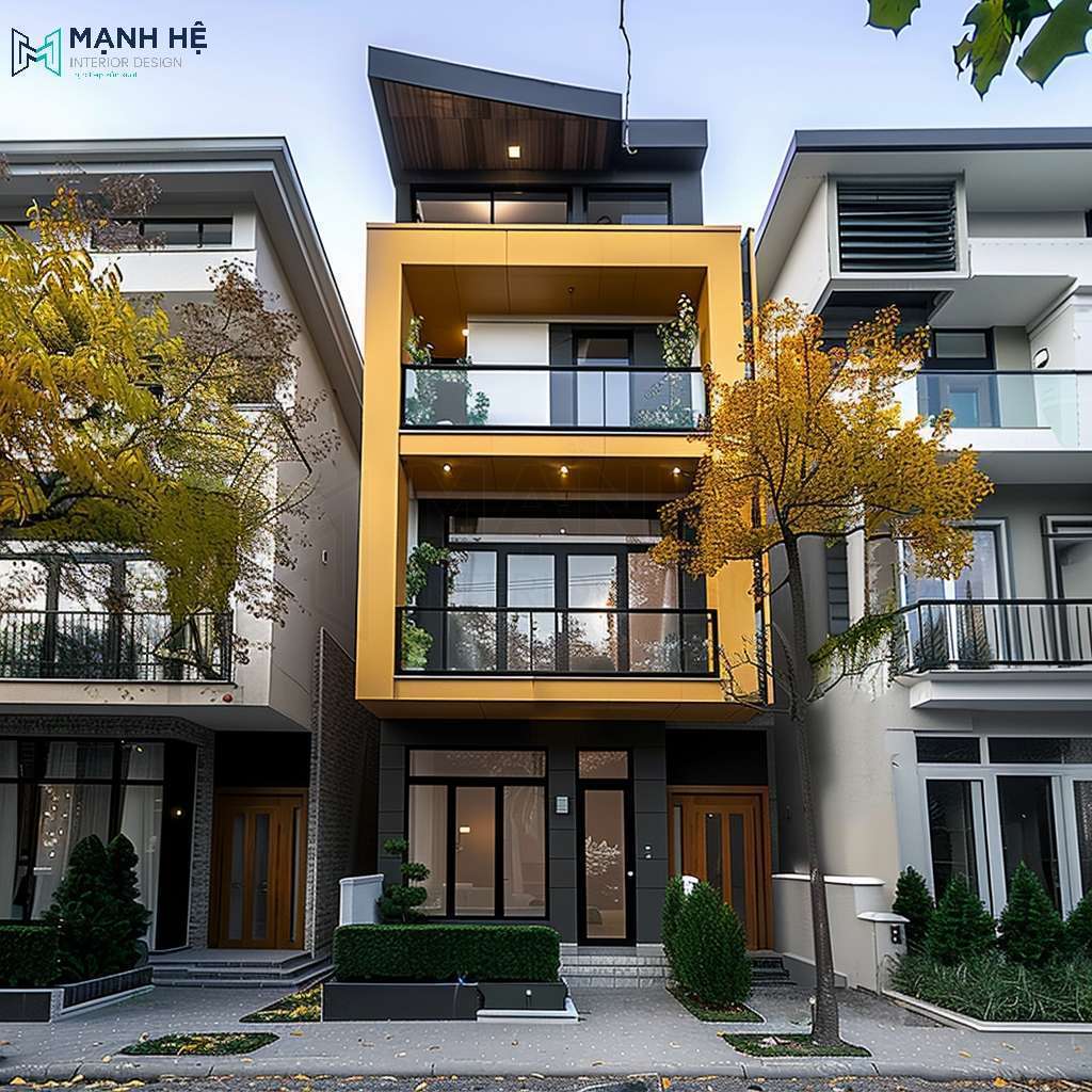 nhà cấp 4 màu vàng đất