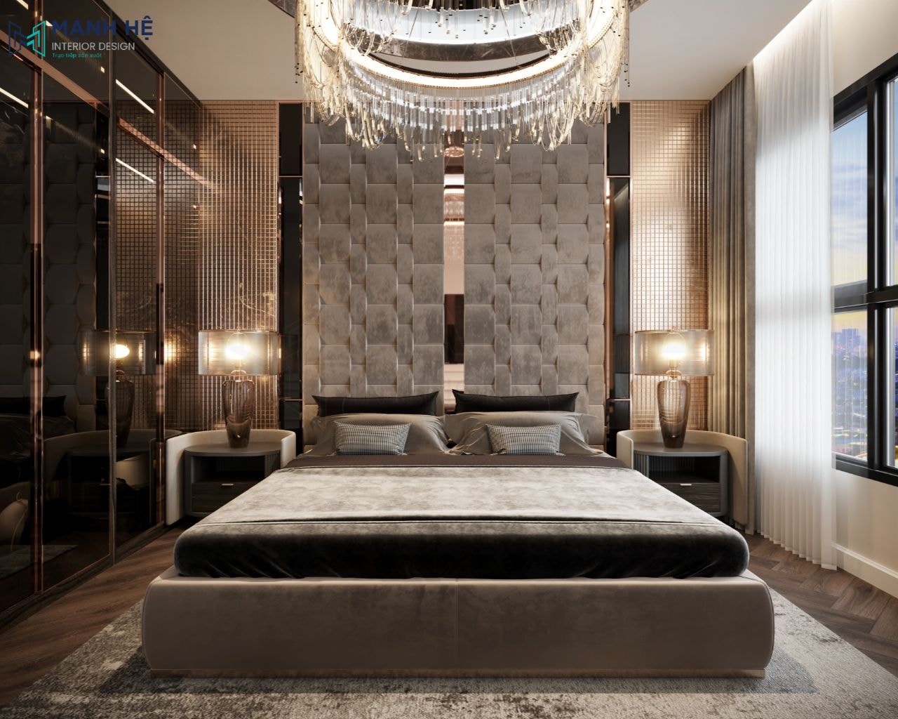 Sử dụng rèm cửa hai lớp cho phòng ngủ Luxury sang trọng