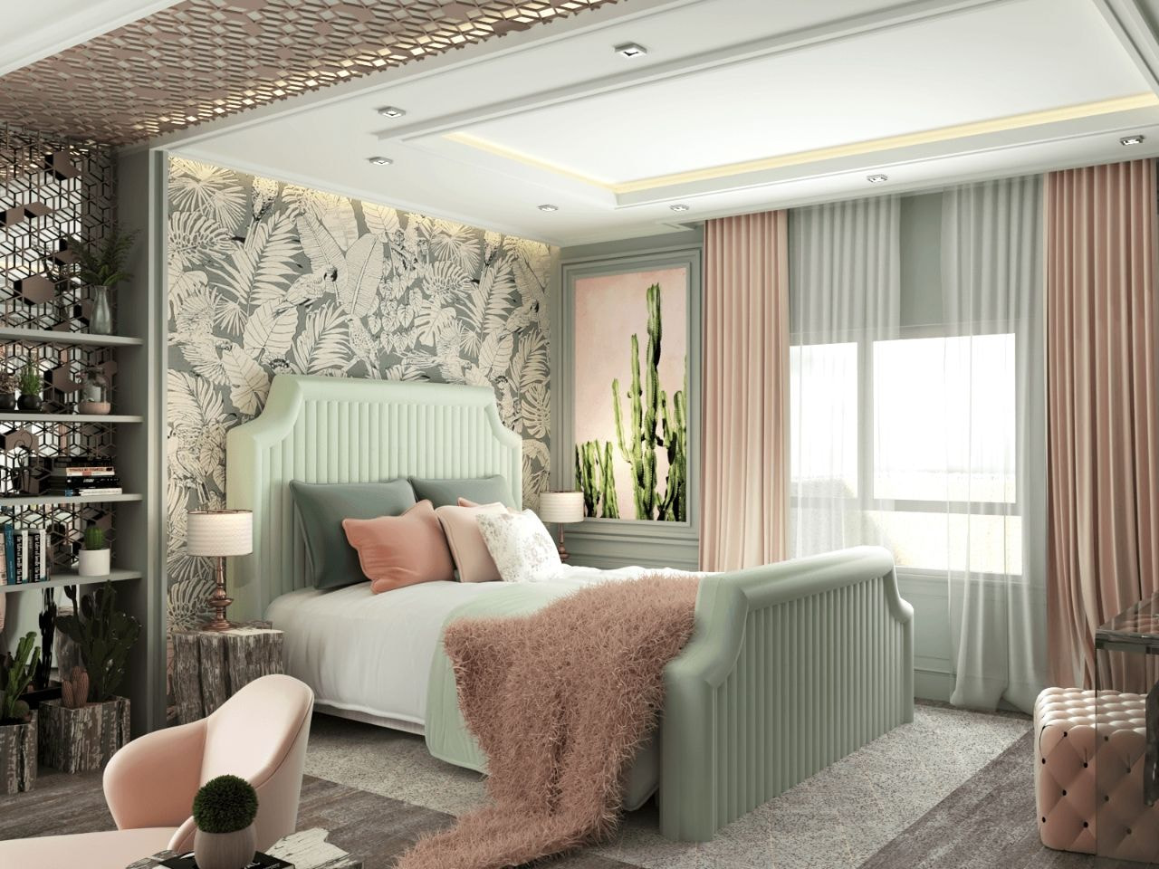 Màu xanh pastel nền nạ, đẹp mắt cho phòng ngủ của phái nữ