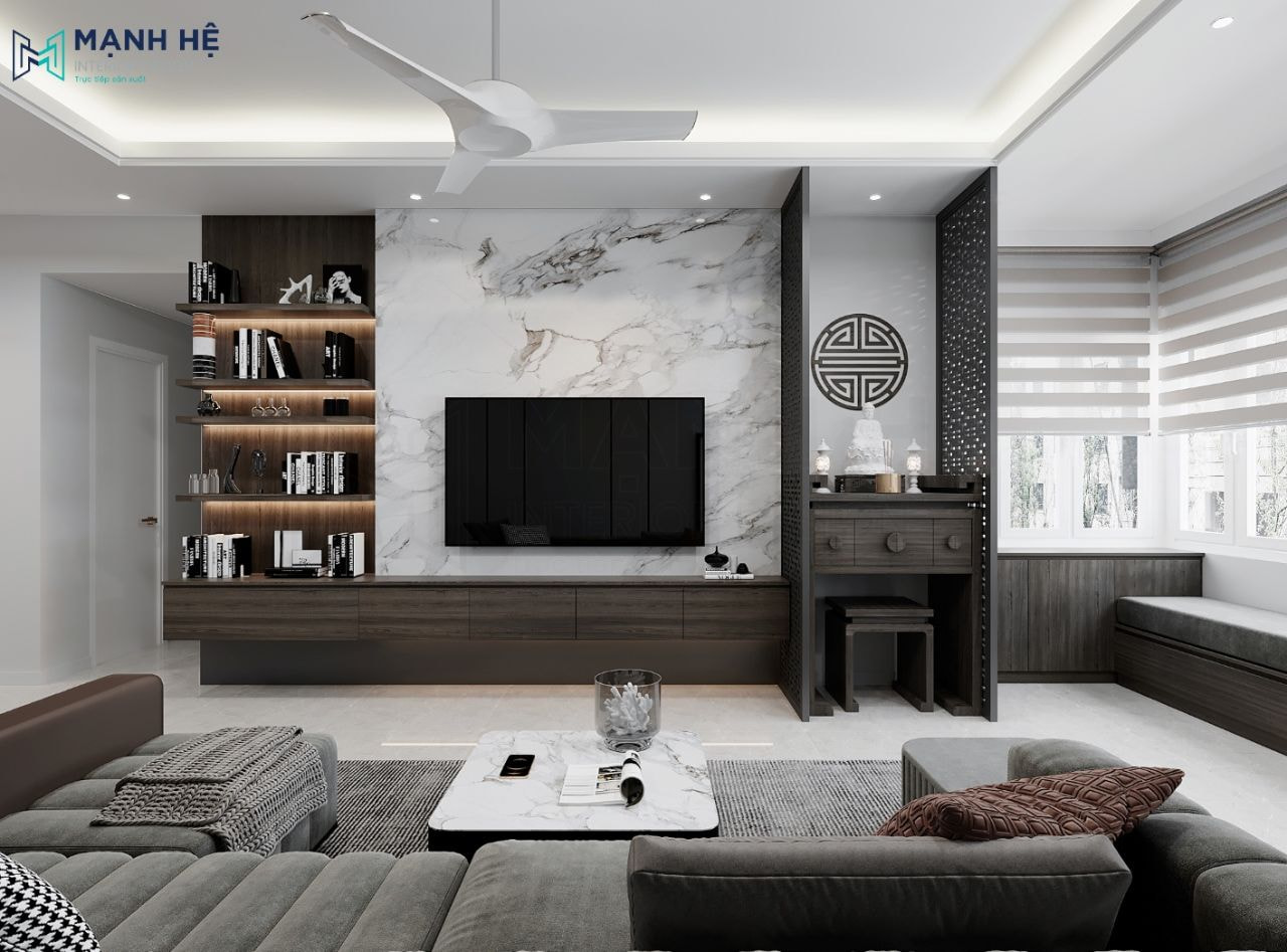 Bàn thờ cho phòng khách nhà chung cư hiện đại