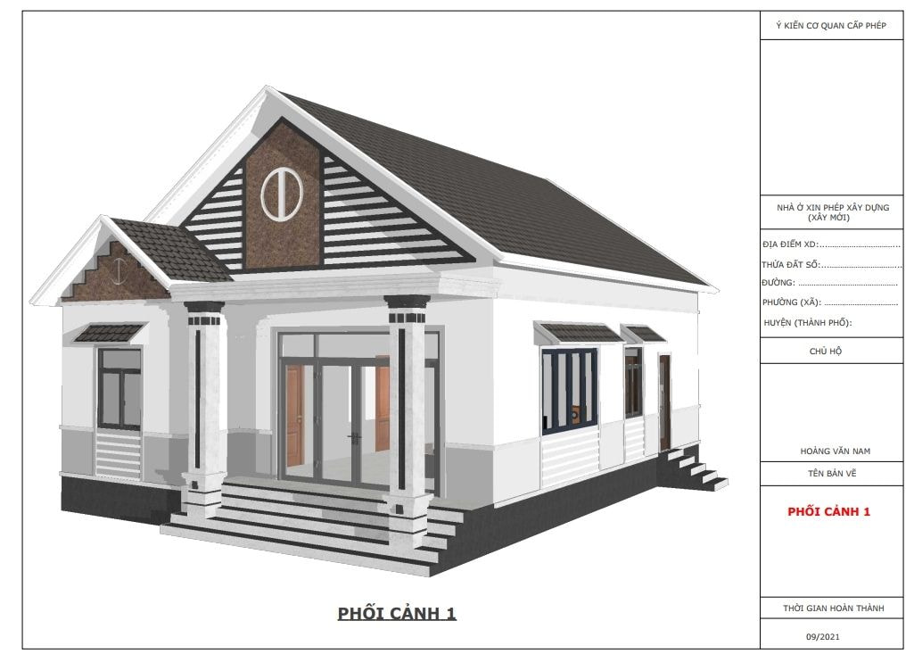 Mẫu 2: Thiết kế nhà cấp 4 mái Thái với giá 70 triệu